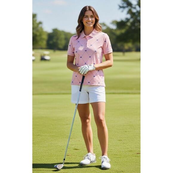 adidas Other - $90 NWT Women's Medium adidas Originals Printed Trefoil Golf Polo Pink Blue